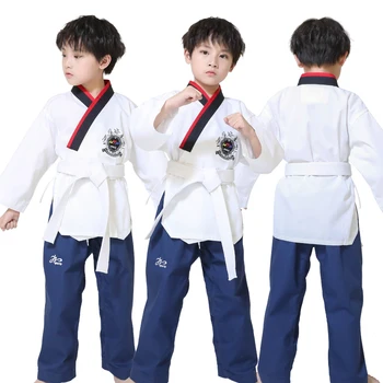 De Taekwondo WTF Uniformă Albă de Arte Marțiale Dobok Broderie Rafinat TKD Costum Pentru Copii Copii