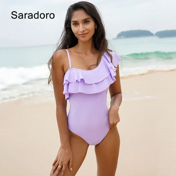 Saradoro Sexy pe Un Umar Zburli-O Bucată de costume de Baie Femei Costume de baie Costume de Baie 2022 Nouă Plajă Braziliană Monokini Bodysuit