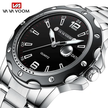 VAVA VOOM Brand de Top Ceas de Barbati din Oțel Inoxidabil de Afaceri Prezent Ceas rezistent la apa Luminos Ceasuri Mens Sport de Lux Cuarț Ceas