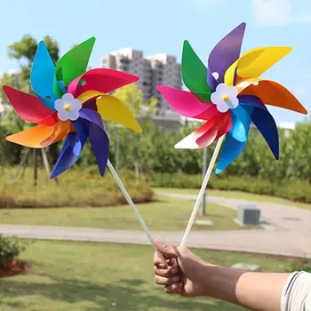 1 buc de Plastic Colorate Moară de vânt Wind Spinner Copii, Jucării Gradina cu Gazon Curte de Partid Decor în aer liber Handmade XXFE