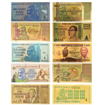 10 Stiluri de Culoare Aur de 24K Folie de Dolari Zimbabwe Banknolte 100 de Trilioane de Quintillion Zimbabwe Octillion ... ... Fals Bani de Colectare a facturilor