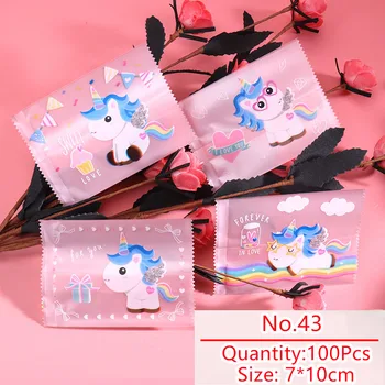 100buc/lot Punga cu Dulciuri Prăjituri de Casă de Culoare Desene animate Unicornul Roz Sac de Nuga Petrecere Patru Într-O singură Gustare Alimente Saci de Ambalare