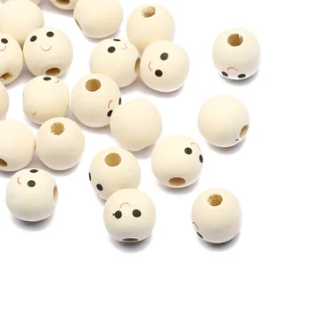 10buc din Lemn Natural Smiley Margele Rotunde Largi Gaura Mare Margele Pentru Bijuterii Diy Brățară Jucărie pentru Copii Accesorii