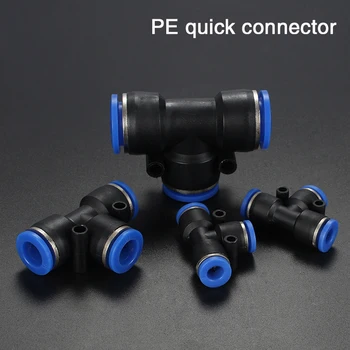 10BUC Pneumatice Montaj Conector de Plastic PG/PE/PU 4mm 6mm 8mm Aer Furtun de apă Tub Împinge în Direct de Gaze Rapidă Conexiune de Tip T