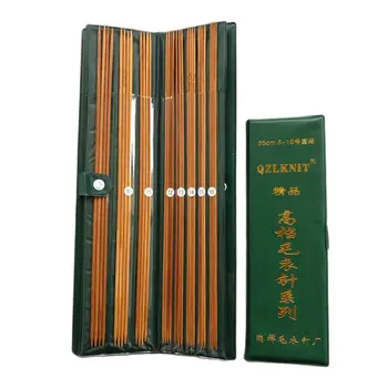 11 Seturi de 25cm/36cm Dublu Ascuțite de Bambus Carbonizat Ace de Tricotat Pulover Tricotat de Bambus Mâner Neted Ambarcațiuni Ac