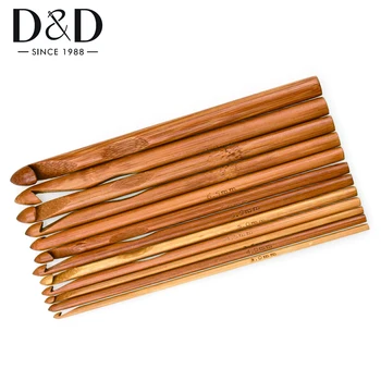 12pcs Bambus Croșetat Cârlig Set de Mana Tricotat Ace Țese Fire Ace Pulover Țese Ambarcațiuni de Cusut Instrumentul de 3-10mm