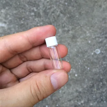 1ml Mini Flacoane de Sticlă Flacoane de culoare Albă Capac din Plastic de Calitate Alimentară Goale Mici de Sticlă Transparentă Borcane cu Capac cu filet 100 buc