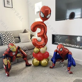 1Set Marvel Spiderman Iron Man Balon de Folie Set 32inch Număr de Ziua de nastere Baloane Petrecere de Ziua Decor Consumabile pentru Copii Cadouri