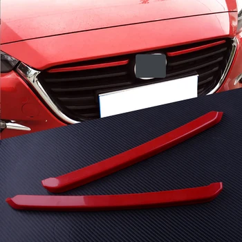 2 buc Mașină Roșie, ABS, Bara Fata Grila de Gratar Acoperi Trim Fit Pentru Mazda 3 Axela 2017 2018 32.5x1.8 cm Accesorii