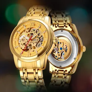 2020 SKMEI Brand de Lux Ceas Automatic Barbati Gol Dial Ceasuri Mecanice Mens de Moda din Oțel Inoxidabil Trupa Ceas Reloj Hombre