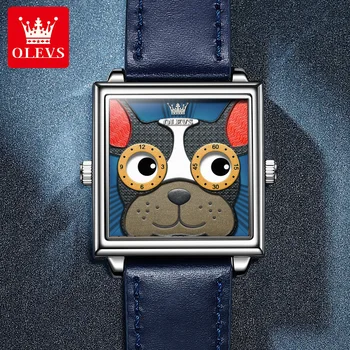 2022 Noi OLEVS Trendy Grătar Stil Cuarț Ceas pentru Bărbați Femei Ceas rezistent la apa 30ATM Moda Ceas de mână de Desene animate Câine Ceasuri 5510