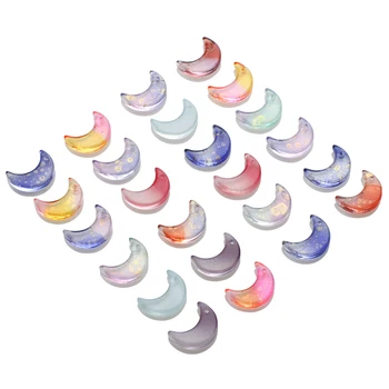 300Pcs Luna Cristal Pandantiv Culoare Gradient 12x15mm Margele de Sticla Formă de Semilună Pentru a Face Bijuterii Colier Cercei DIY Dotari