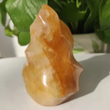 350-400g cristal Mineral flacără naturale de aur cuarț lanterna piatra de cristal sub formă liberă de vindecare Reiki decor acasă