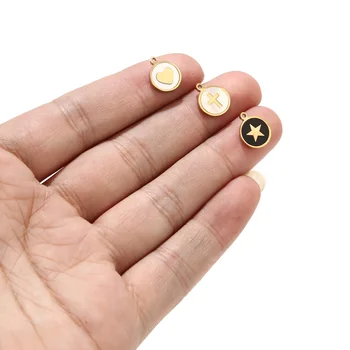 3pcs din Oțel Inoxidabil 12*10mm Farmece Cruce de Aur, Stele, Inima Margele Conectori pentru DIY Coliere Bratari Bijuterii Consumabile