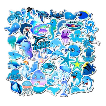 49 Buc/Pachet Amuzant Graffiti Autocolant Desene Animate Albastru Ocean Pește Laptop, Frigider Chitara Motocicleta Depozitare Skateboard Rece Decal