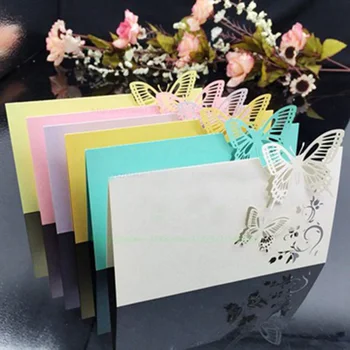 50pcs/lot Tăiat cu Laser Fluture Masă Cărți de vizită Carduri de Loc de Oaspeți Nume de Marca Carduri Nunta Petrecere Decor de Masă Favoruri de Nunta