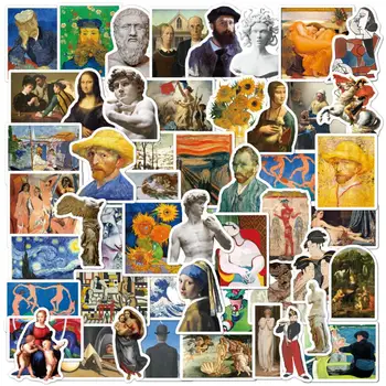 50PCS Pictură în Ulei de Arta lui Van Gogh Mona Lisa Autocolante, Autocolant Pentru Masina Chitara Laptop Depozitare Skateboard Decalcomanii de Graffiti Autocolante F4