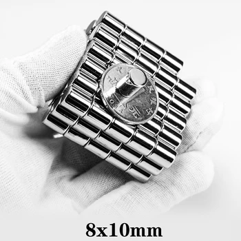 5~100BUC 8x10 mm foarte Puternic Cilindru de pământuri Rare Magnet Rotund Magneți din Neodim 8mm x 10mm Mic Magnet Disc 8*10 mm N35 8x10mm