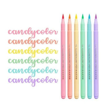 6 culori Perie Moale Fluorescență Pen Set Pastel Markeri Set de Perie de Artă Midliner Culoare Evidențiere pixuri Caligrafie Suppli