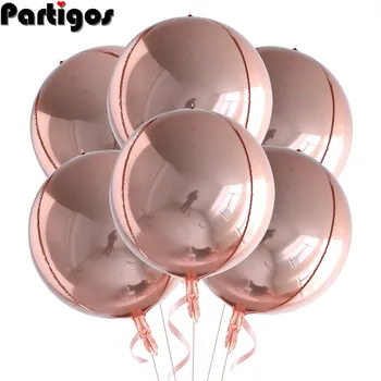 6pcs 22 Inchs a Crescut de Aur Mare 4D Baloane de 360 de Grade Metalic Rotund Rose de Aur Baloane de Ziua Copilului Duș Decoratiuni de Nunta