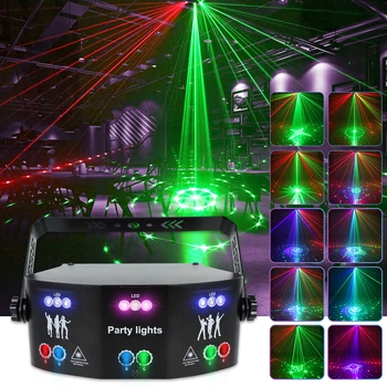 9-eye cu Led-uri RGB Lampa Disco Etapă Proiecție Laser Light Voice Control de la Distanță Lumina Petrecere de Iluminat Petrecere de Vacanță de Crăciun, Lumini de Scena