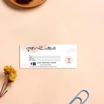 ADĂUGAȚI LOGO-ul DVS. Certificat de Cadou de Piersici Coral Voucher Cadou Modern Rosegold Card Cadou Vă Mulțumesc Carduri, Cărți de vizită PackingCards