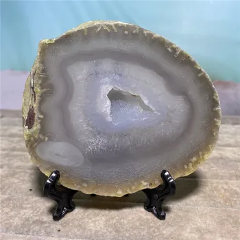 Agate Geode Placa Coaster Piatra Naturala De Cristal Vrăjitorie Consumabile Wicca Reiki FengShui Meditație Living Decor Acasă+Stand