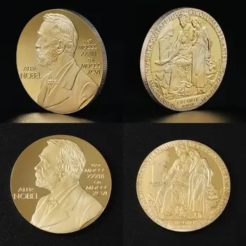 Alfred Bernhard Nobel Monedă Comemorativă De Colecție Cadou De Suvenir De Artă Metal Antiqu