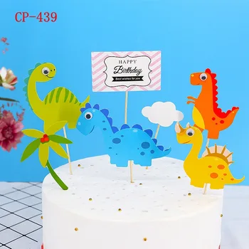 Animale Dinozaur Tort Fân Pavilion Aniversare Happy Birthday Nori Cupcake Toppers de Copt Pavilion Partid Baby shower Cake Decor DIY