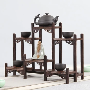 Aripi de pui din lemn masiv Chinez retro raft de depozitare mici, multi comoară violet ceainic set de ceai raft rafturi display stand