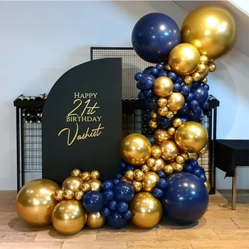 Bleumarin Baloane Arcada Ghirlanda Kit Cu Chrome Aur Baloane Pentru Copii De Duș Nunta De Absolvire Fericit Ziua De Naștere Petrecere Decoratiuni