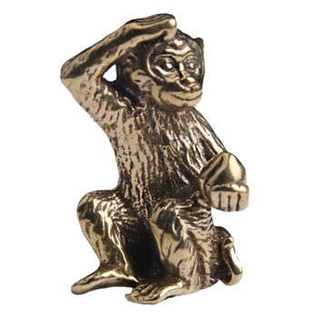 Bronz Mini Monkey Statuie Maimuță Statuie Peisaj Accesorii, Masa De Ceai, Birou De Epocă Mici Articole Din Bronz