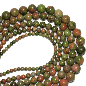 Calitatea Verde Unakite Șirag de mărgele Naturale Margele Vrac pentru a Face Bijuterii DIY Brățară Accesorii ( Alege Dimensiunea De 4, 6, 8 și 10 Mm )