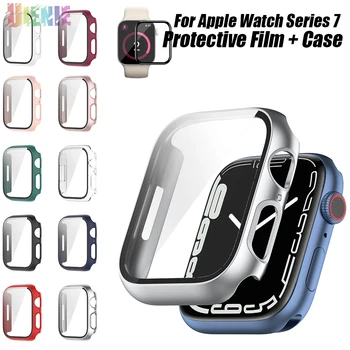 Caz de protecție Pentru Apple Watch Seria 7 41mm 45mm Moale Capacul Barei de protecție Ecran Protector de Sticlă+Accesorii Pentru iWatch Seria 7