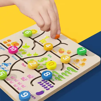Copilul Montessori Jucarii Educative Pentru Copii De Cale Magnetică Labirint Balance Board Din Lemn Joc De Puzzle Labirint Jucarii Pentru Copii 0-12 Luni
