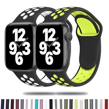 Curea din silicon Pentru Apple Watch band 44mm 40mm 38mm 42mm Respirabil smartwatch încheietura Sport curea bratara iWatch serie 5 4 3 6 SE