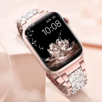 Curea Pentru Apple Watch Band 41mm 38mm 40mm 42mm 44mm45mm Seria 7 6 5 4 3 2 SE iWatch Diamant Stras Brățară din Oțel Inoxidabil