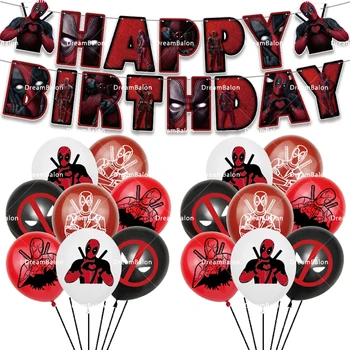 Deadpool Baloane Avengers Latex, Baloane Happy Birthday Banner Flag Super-Erou Partidul Decor Consumabile Copil Băiat Aer Globos