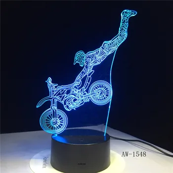 Dirt Bike Forma LED Lumina de Noapte Motocross cu Motociclete 3D din Acril cu LED Masă Lampă 7 Culoare Lumină de Noapte Touchs RC Lampa AW-1548