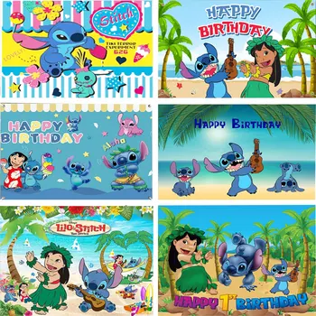 Disney Lilo si Stitch Fondul Petrecerea de Ziua Banner de Fundal Pentru Fotografia de Copii Petrecere de Ziua Decor Consumabile