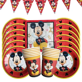 Disney Pentru 12 Persoane Mickey Mouse Petrecerea Red Mickey Party Set Tacamuri Pentru Copii Petrecere De Ziua Consumabile Decor