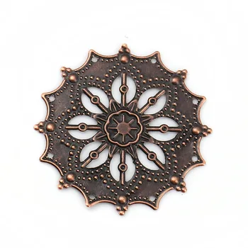 Doreen Cutie de Fier, Aliaj pe bază de Filigran Ștanțare Ornamente Rotunde de Cupru Antic Flori 43mm(1 6/8