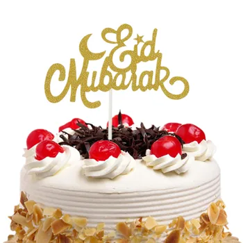 Eid Mubarak Toppers Tort Sclipici Prajitura Cake Topper Steaguri Ramadan EID Festival Bunting Islamice Musulmane Mubarak Decor Petrecere