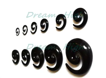 En-gros de Acril Ureche Spirală Extensoare Negru Ureche Îngustează 100buc/lot Dimensiuni Mixte de Moda Piercing Bijuterii Transport Gratuit