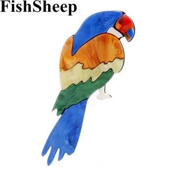 FishSheep Noi Acril Colorat Papagal Broșe Pentru Femei Mari Frumoase Animale Păsări Ace De Rever Moda Brosa Handmade Bijuterii Cadou