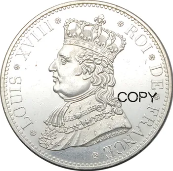 Franța Louis XVIII 1817 AE 5 Franci Duchesse de Alama Placat cu Argint Copia Monede