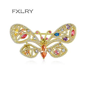 FXLRY Nou Elegant Multicolore, Incrustate cu Zircon Femei Creatoare de Moda Fluture Brosa Accesorii Pin Bijuterii