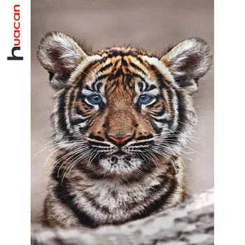 Huacan 5d Diamant Pictură Nouă Pui de Tigru de Perete de Arta Broderie Mozaic de Animale Copil Patrat/rotund Decor Acasă