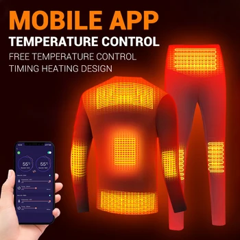 Iarnă Încălzit Vesta Incalzita Sacou Costum de Lenjerie de corp Termice APP Telefon Inteligent de Control al Temperaturii USB Bărbați Femei Haine groase Om