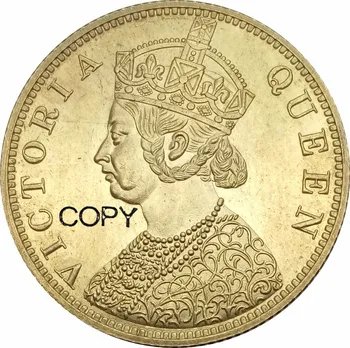 India-British 1870 Unul Mohur Regina Victoria Aramă Copia Monede